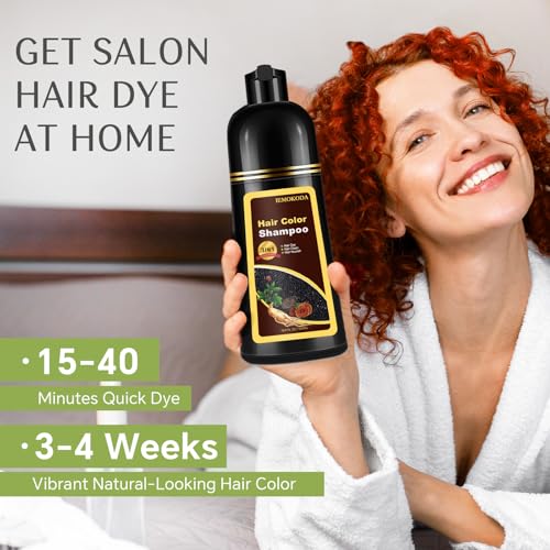 Dark Brown Hair Dye Shampoo for Women & Men, 100% Gray Coverage in 20 Mins Dark Brown