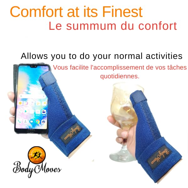 BodyMoves New Thumb Splint Brace Plus Finger Hot and Cold Gel Pack- tenosynovitis, Tendonitis, Trigger Thumb spica,Carpal Tunnel, CMC Adjustable wrist and Reversible Left Right Hand (Desert Sand) Desert Sand