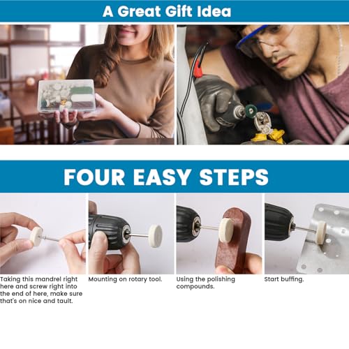 137PCS Buffing Wheel Polishing Kit Compatible with Dremel,Felt Wool Pad Set with Polish Compound,Rotary Tool Accessories with 1/8" Shank,Abrasive Wheel Buffing Polishing for Metal Polishing 137PCS