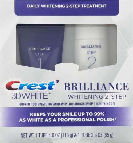 Crest 3D White Brilliance 2 Step Kit, Deep Clean Toothpaste (4oz) + Teeth Whitening Gel (2.3oz) 1 Ounce (Pack of 1) - BeesActive Australia