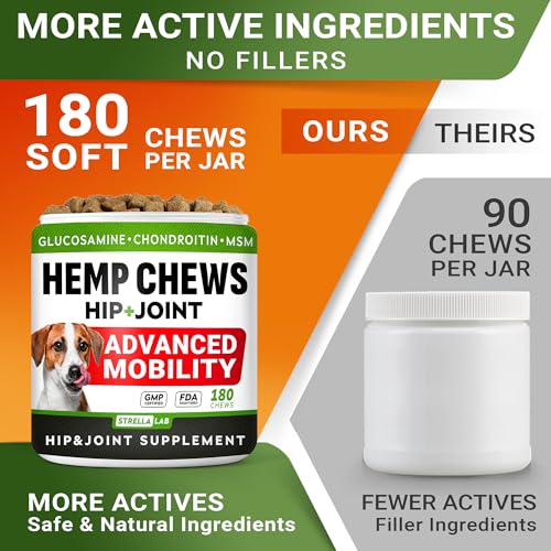 Advanced Joint Hemp Chews for Dogs Mobility - Hip & Joint Pain Relief Chews (HIP&JOINT) Hemp Chews 180Ct (Chicken)