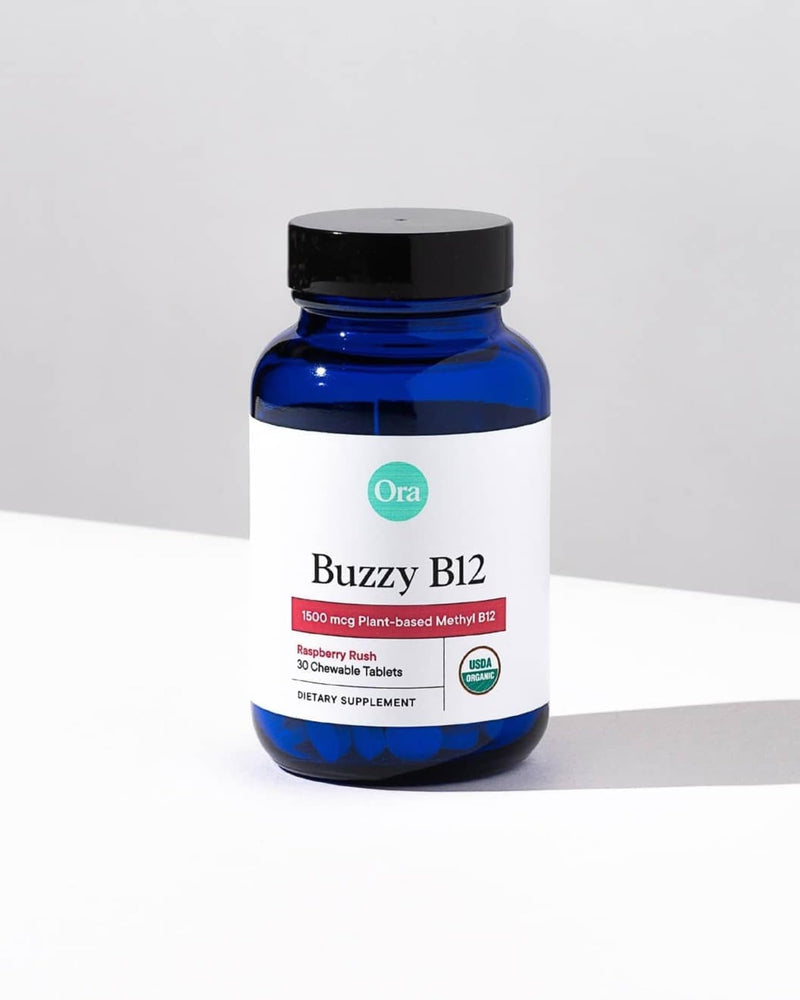 Ora Organic Vitamin B12 1500mcg - Plant-Based methylcobalamin for Adults - Natural Stimulant-Free Energy, Raspberry Flavor chewable Tablets, no Added Sugar - 30 Tablets (Pack of 2) 30 Count (Pack of 2)