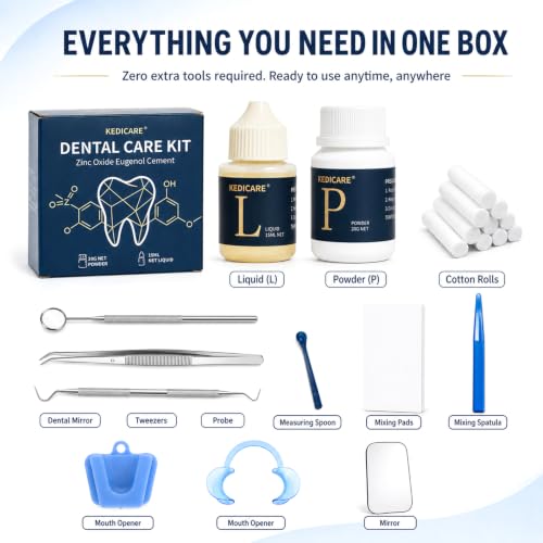 Zinc Oxide Eugenol Dental Cement Care Kit, Instant Tooth Filling Dental Glue Kit, High Strength Self-Curing, Home Oral Temporary Tooth Repair