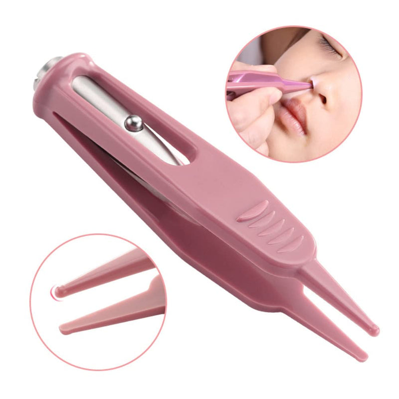 2 Pcs Infant Nose Cleaning Tweezers Round-Head Baby Booger Clips Nose Ear Cleaning Pliers Nose Booger Nippers with LED Light - BeesActive Australia
