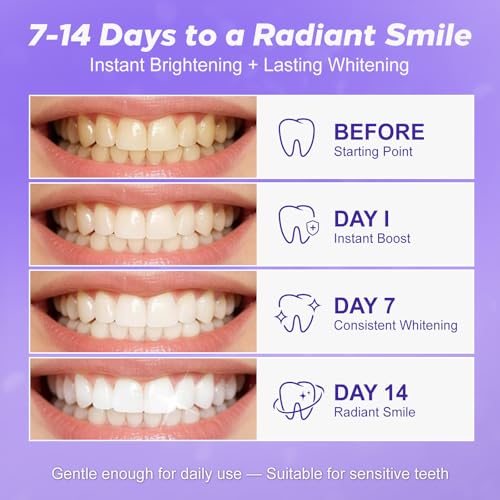 Purple Teeth Whitening Strips 42 Count - 21 Days Treatment Whitener Strips Purple 1 Count (Pack of 42)