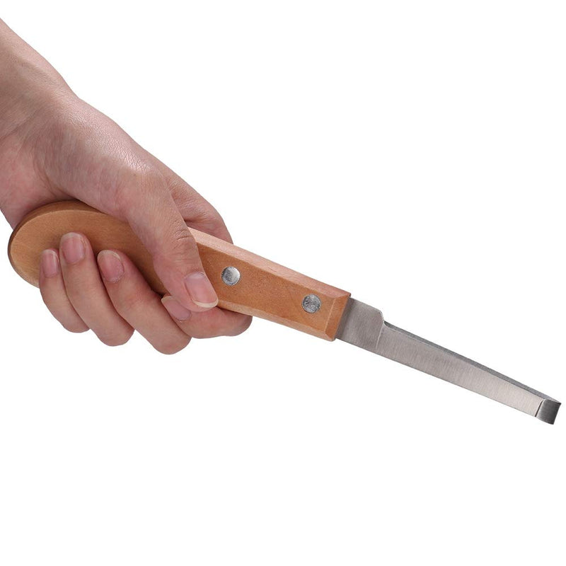 Hoof Knife with Wooden Handle, Super Sharp Hoof Knife, Carbon Steel Precision Farrier Tools for Trimming Horses Donkeys Cows Hooves(Righ-Handed) Righ-Handed - BeesActive Australia