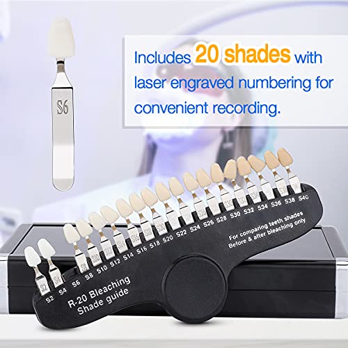 Dental Teeth Shade Guide, Professional Porcelain 3D R-20 Tooth Whitening Shade Chart with 20 Colors