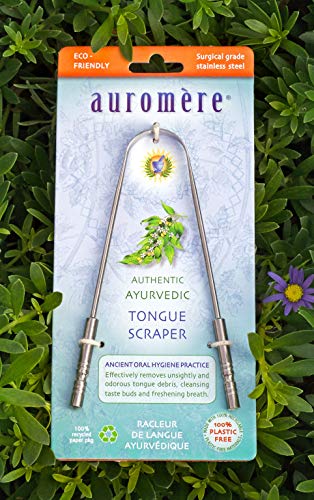 Auromere Stainless Steel Tongue Scraper, Cleaner for Bad Breath - 6 Pack