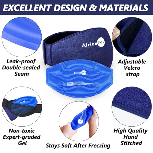AiricePac Ice Pack for Back Pain Relief, Reusable Gel Lower Back Wrap, Cold Compress Therapy for Waist Lumbar Injuries, Sciatic Nerve, Herniated or Degenerative Disc, Coccyx, Tailbone Pain Blue BACK ICE PACK 1.0