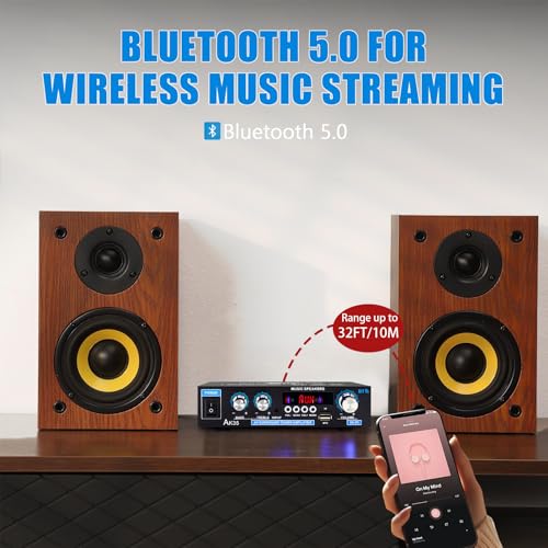 WOOPKER AK35 200W Stereo Audio Amplifier Bluetooth 5.0, 2.0 Channel black-AK35