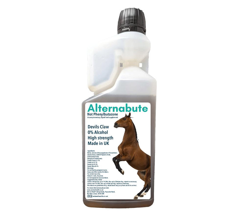 Alternabute Horses Devils Claw Supplement Phenylbutazone Free 0% Alcohol - No Bute - High Strength - Natural Formula (1 Litre) 1 Litre