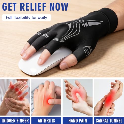 Compression Gloves Arthritis All-Around for Women Men for Pain Black-XL