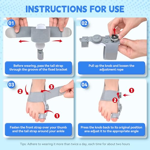 Bunion Corrector for Women & Men, Adjustable Knob Bunion Relief Orthopedic Toe Straightener with Silicone Pad Comfortable & Supportive