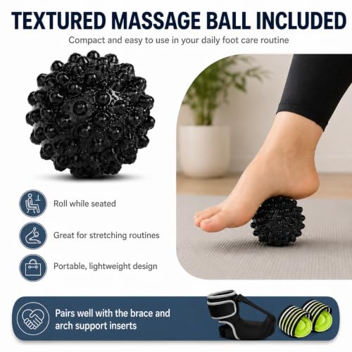 Plantar Fasciitis Night Splint Sock, Soft Adjustable Foot Sock with Arch Supports Massage Ball for Sleeping, Relief Heel Pain Achilles Tendonitis Foot Drop for Women Men