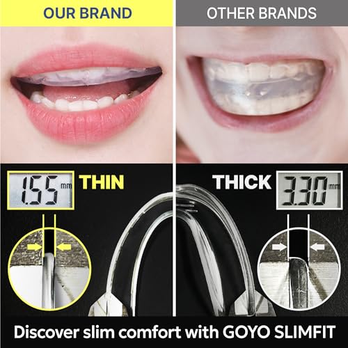 GOYO Slim FIT Pack of 4 Mouth Guard for Clenching Teeth at Night with Thermo Checker & Dental Case | Night Guards for Teeth Grinding | Custom-Fit & Custom Moldable Bruxism Sleep Night Guard