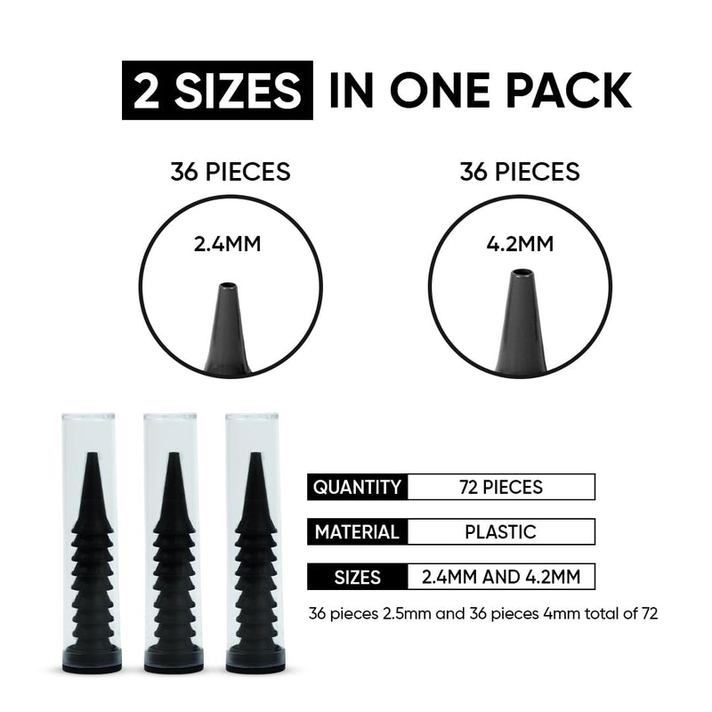 Disposable Otoscope Specula Tips, Single-Use Plastic Ear Speculum Covers, Medical-Grade, Pack of 72 Cover (2.5 mm & 4.0 mm) - BeesActive Australia