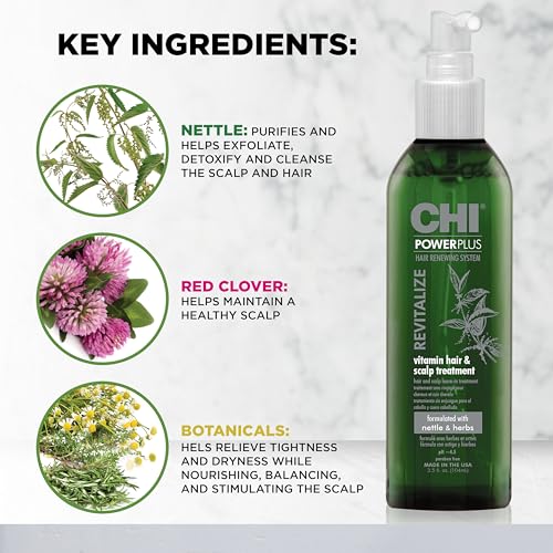 CHI PowerPlus Revitalizing Hair Treatment, Relieves Tightness & Dryness, Made With Botanicals & Vitamins to Nourish, Balance & Stimulate Scalp, 3 Oz