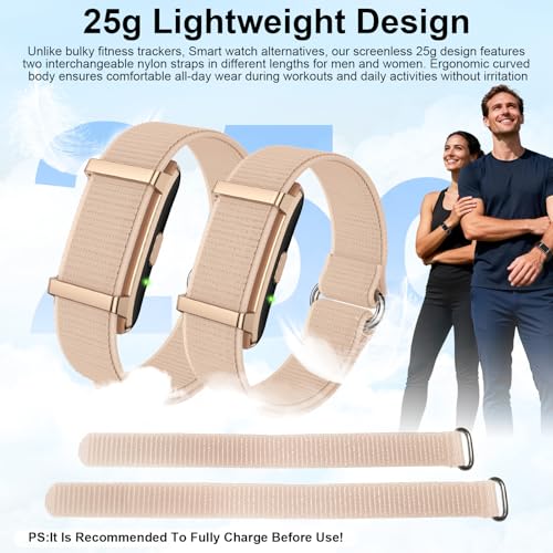 Smart Bracelet Fitness Trackers for Men Women, Smart Watch 24/7 Heart Rate Sleep Stress HRV Monitor, 170+ Sports Modes, 2 Bands, Free APP Rose Gold