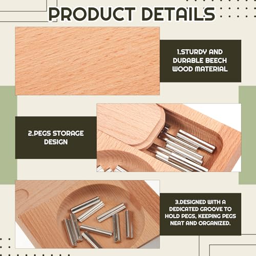 Wooden Pegboard for Finger Dexterity with 25 Nail Holes in Different Directions Peg Board with 25 Iron Rods for Improve Fine Motor Skills and Finger Dexterity