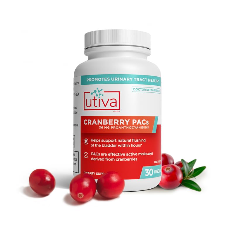 Szio+ Utiva Cranberry PACs – Clinically Studied Ingredients 36mg PACs Extract - UTI Prevention for Women - Urinary Tract Health – Cranberry Supplement Pills for Bladder Health, 30 Vegi Capsules 30 Count (Pack of 1) - BeesActive Australia