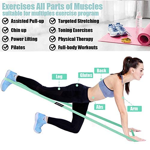 Long Resistance Bands for Working Out Women, Fabric Resistance Band, Stretch Bands for Exercise Bands Resistance Bands Set for Physical Therapy, Elastic Bands for Exercise, Ligas para Hacer Ejercicio Pink/Mint/Gray/Black - BeesActive Australia