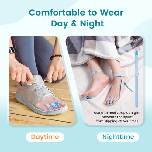 Hammer Toe Straightener Corrector Splint Brace for Women fit 2nd 3rd and 4th Toes - (L-Blue) - 1 Pair L Blue