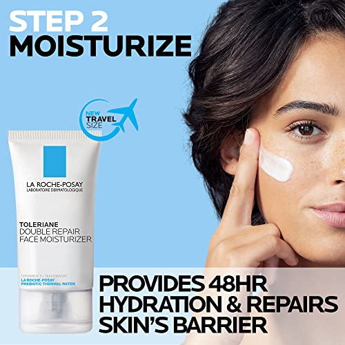 La Roche-Posay Toleriane Hydrating Gentle Facial Cleanser, with Niacinamide 7.44 Fl Oz (Pack of 2) Bottle + Moisturizer