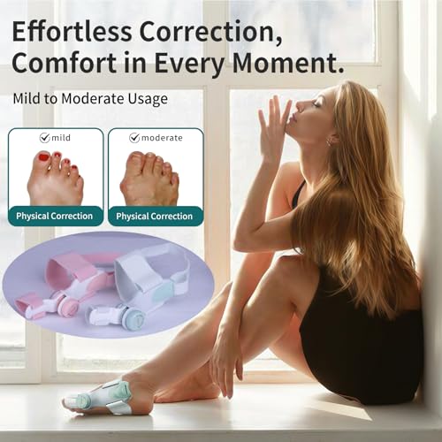 Bunion Corrector for Women Big Toe - US Patent 3 Precision Angles (0°/7.5°/15°) Adjustable Toe Straightener & Bunion Splint Brace with Extra Straps & Toe Separator, Fits Left & Right Foot, Medium, Pink 1 PCS