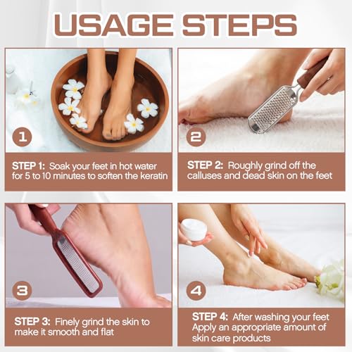 Moxweyeni 3 Pcs Foot File Callus Remover, 304 Steel, Set C, Brown