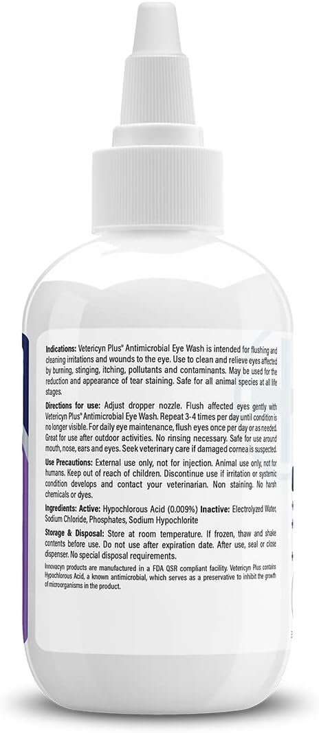 Vetericyn Plus Dog and Cat Eye Wash | Eye Drops for Dogs and Cats to Flush and Soothe Eye Irritations, Dog Tear Stain Cleaner, Safe for All Animals. 3 ounces 3 Fl Oz (Pack of 1) - BeesActive Australia