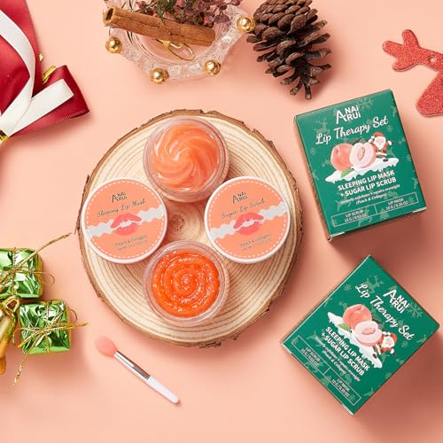 ANAI RUI Lip Scrub & Lip Mask Gift Set, Peach PEACH-Xmas