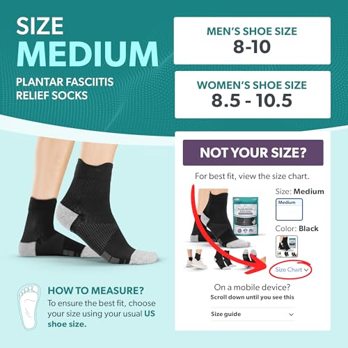 BraceAbility Day and Night Plantar Fasciitis Support Bundle - Compression Socks and Night Splint Sock for Foot Drop, Heel and Achilles Pain (Medium)