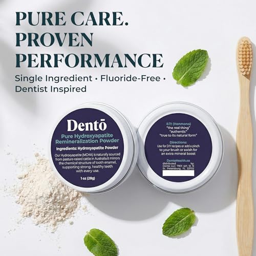 Dento Hydroxyapatite (MCHA) Tooth Powder, 1oz, Enamel Strengthener 1 Ounce (Pack of 1)