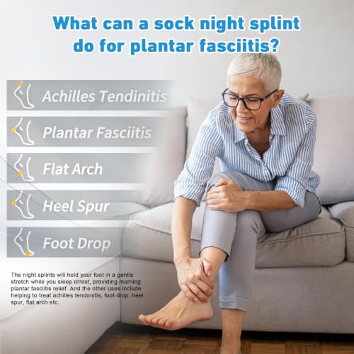 Plantar Fasciitis Night Splint, Sock with Massage Ball (MediumA-Gray) MediumA-Gray