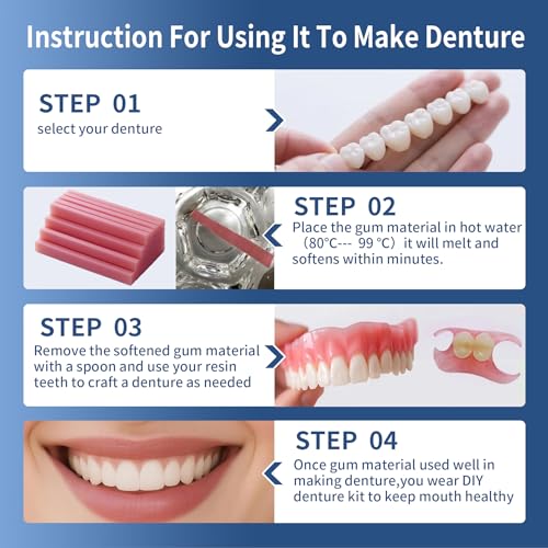 Kaimloyou Gum Material for DIY Denture-Advanced Formula for Making Partial of Full Top & Bottom Denture,Reusable,Reheated and Sufficient Material, Looks Natural,Good for Improving Confident Smile