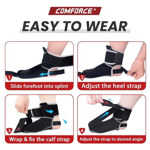 Plantar Fasciitis Night Splint Sock & Arch Support-24 Hour Heel Pain Relief Black