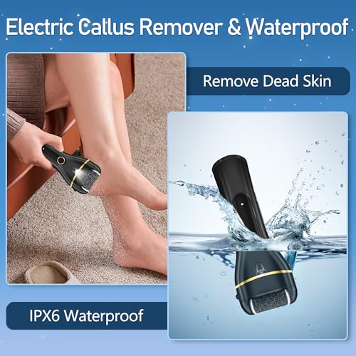 Electric Foot Callus Remover Waterproof，17 in1 Callus Remover for Feet Black
