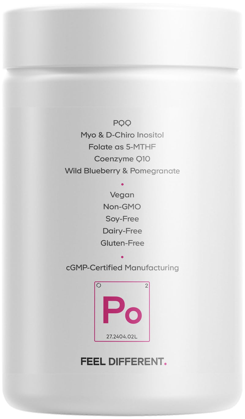 Codeage PQQ Harmony+, Inositol 40:1, Folate 5-MTHF, CoQ10, 120 Capsules | PQQ, myo & D-chiro inositol 40:1, folate 5-MTHF, CoQ10, wild blueberry. Liposomal delivery. For women. Non-GMO.