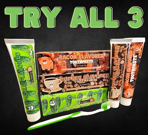 3 Pack Toothpaste - Bacon, Pickle and Coffee Flavored Toothpaste Gag Gift