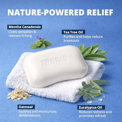 Antifungal Oatmeal Tea Tree Soap: Slow-dissolving Body Bar for Athletes Foot & Active Lifestyles – Daily Skin Care to Help Relieve Skin Discomfort Associated with Jock Itch, Ringworm, and Fungal Acne
