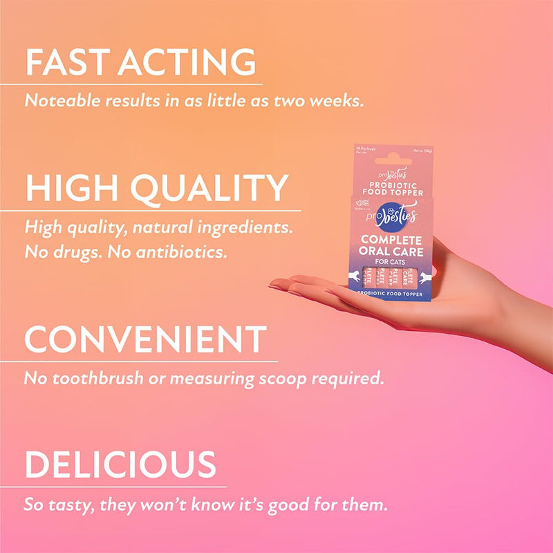 Complete Oral Care for Cats, Probiotic Food Topper for Cat Dental Care, Bad Breath Treatment for Cats