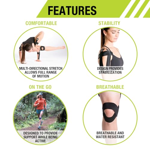 Pro-Tec Athletics Kinesiology Tape, Pre-Cut Strips for Muscle Tightness, Soft Tissue Support, Circulation, Reduced Fatigue Pink/Black