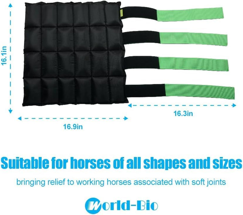 Horse Ice Boots – Cooling Gel Leg Wraps for Hock, Knee, Ankle & Hoof Pain Relief – Reusable Hot & Cold Therapy Wraps with 2 Freeze Gel Packs – Anatomical Fit, Adjustable Wrap for Equine Recovery Green