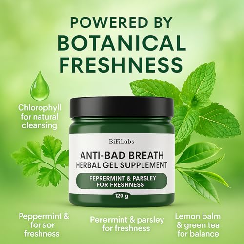 Anti-Bad Breath Herbal Gel – Fresh Breath Support from Within – Daily Herbal Cleansing Gel with Chlorophyll, Peppermint & Parsley – Plant-Based Internal Breath Freshener – 120g