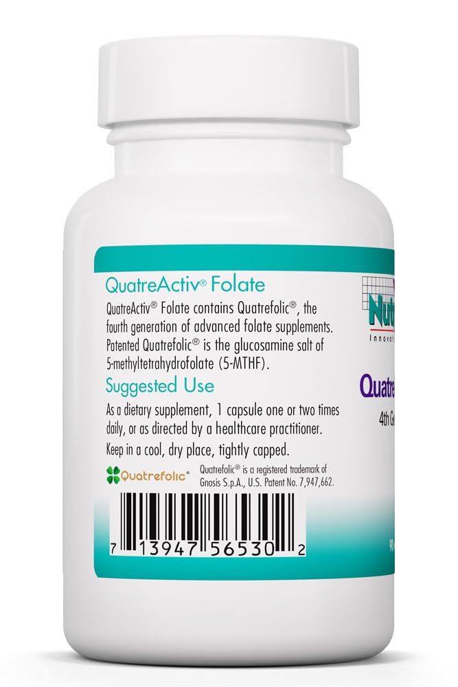 Nutricology QuatreActiv Folate 833 mcg DFE, 90 Capsules | Delivers 833 mcg DFE 5-MTHF as Quatrefolic for Folate Metabolism, Cellular Function and Nutrient Utilization