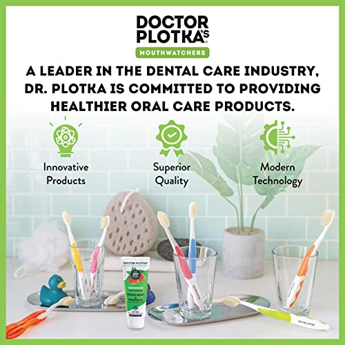 MOUTHWATCHERS Dr Plotkas Soft Flossing Toothbrushes and Whitening Toothpaste by Mouth, Fluoride Free Toothpaste, 4 Adult Manual Soft Toothbrushes, 1 Naturally Sourced Toothpaste Tube