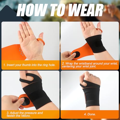 VZZNN 4 Pack Wrist Brace Support for Carpal Tunnel