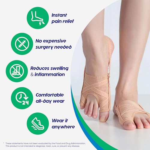 Bunion Corrector for Women and Men, Breathable Big Toe Straightener with Adjustable Support, Hallux Valgus Toe Separator for Day and Night Use (1 pcs)