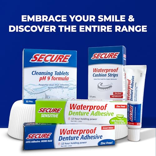Secure Denture Adhesive Strips for Lowers, Zinc Free Glue, 60 Strips 4