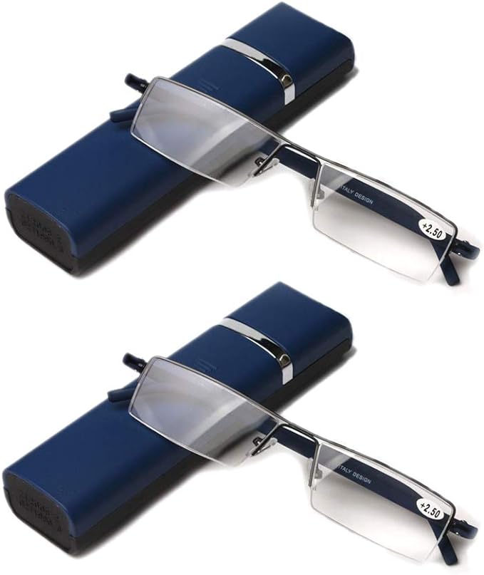 Ultralight Elastic Tr90 Frame Reading Glasses Portable Stylish Reading Glasses with Case +1.0 to +3.5, bule - BeesActive Australia